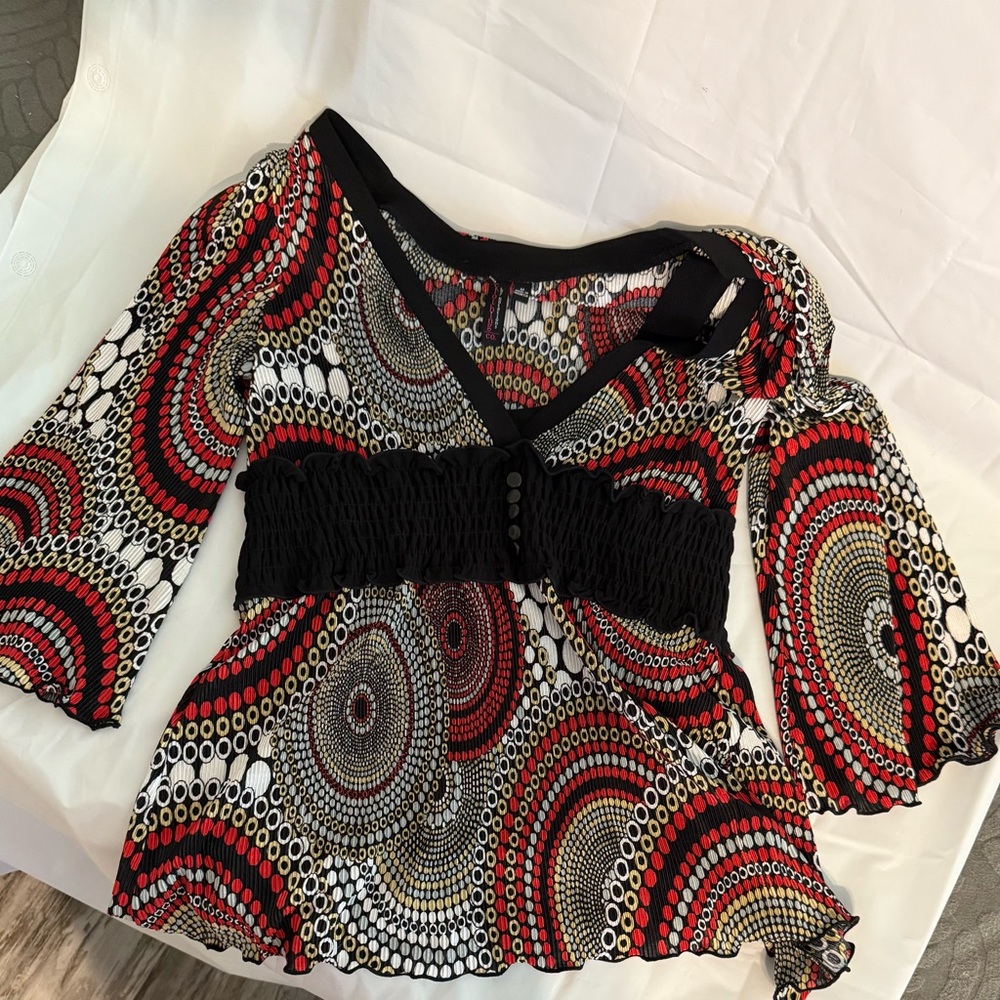 Chic Red and Black Women's Blouse